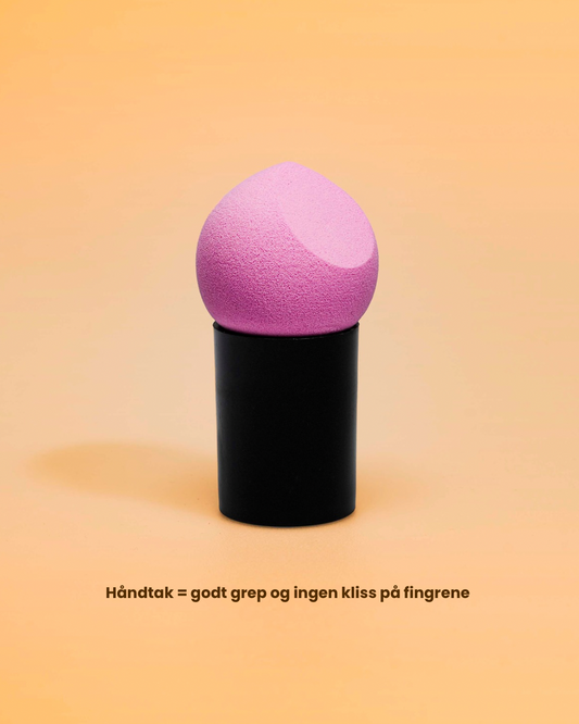 BeeBee blender, en sminkesvamp beauty blender med håndtak og etui.